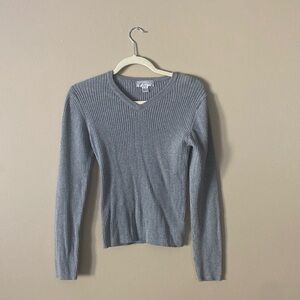 Soft grey long sleeve women sweater.